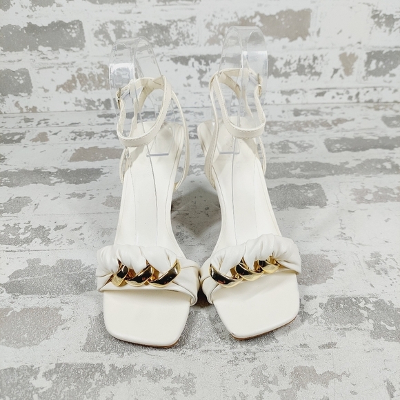 New Open Edit Kenni Ivory Gold Chain Ankle Strap Sandals W1003 - Picture 3 of 15